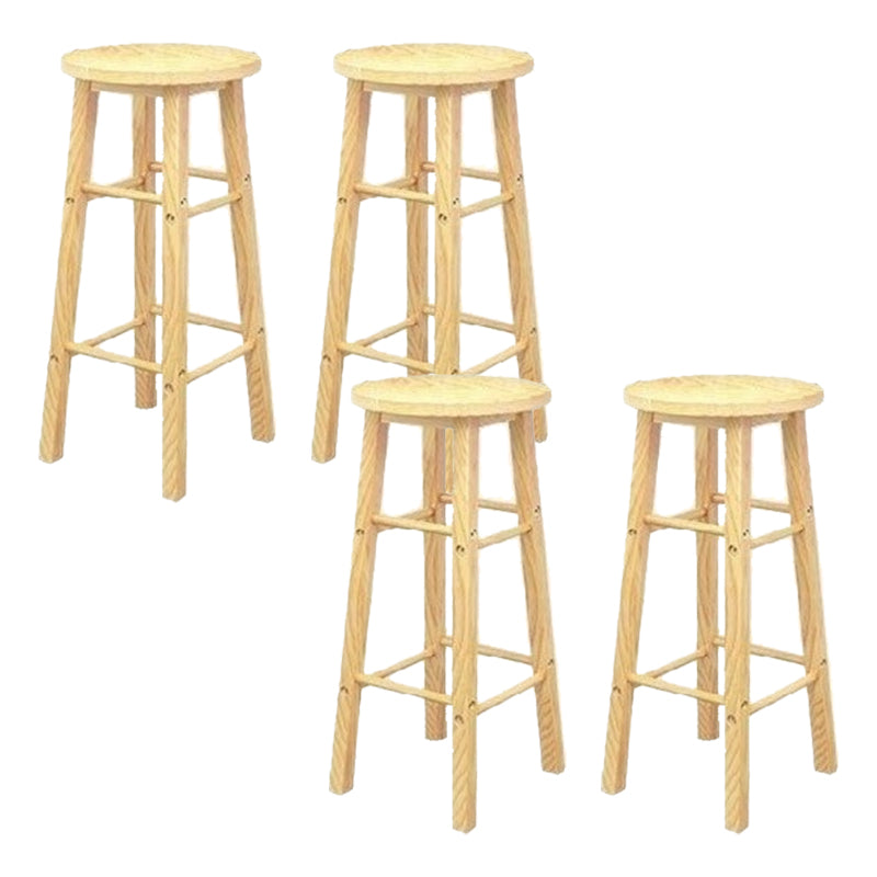 Industrial Wooden Counter Height Stools with Footrest Bar Stool Wood 4 Piece Set Bar Stool(31"H) Clearhalo 'Bar Furniture' 'Bar Stools' 'bar_stools' 'furn' 'furn_bar_stools' 'Furniture' 'Kitchen & Dining Furniture' 6395148