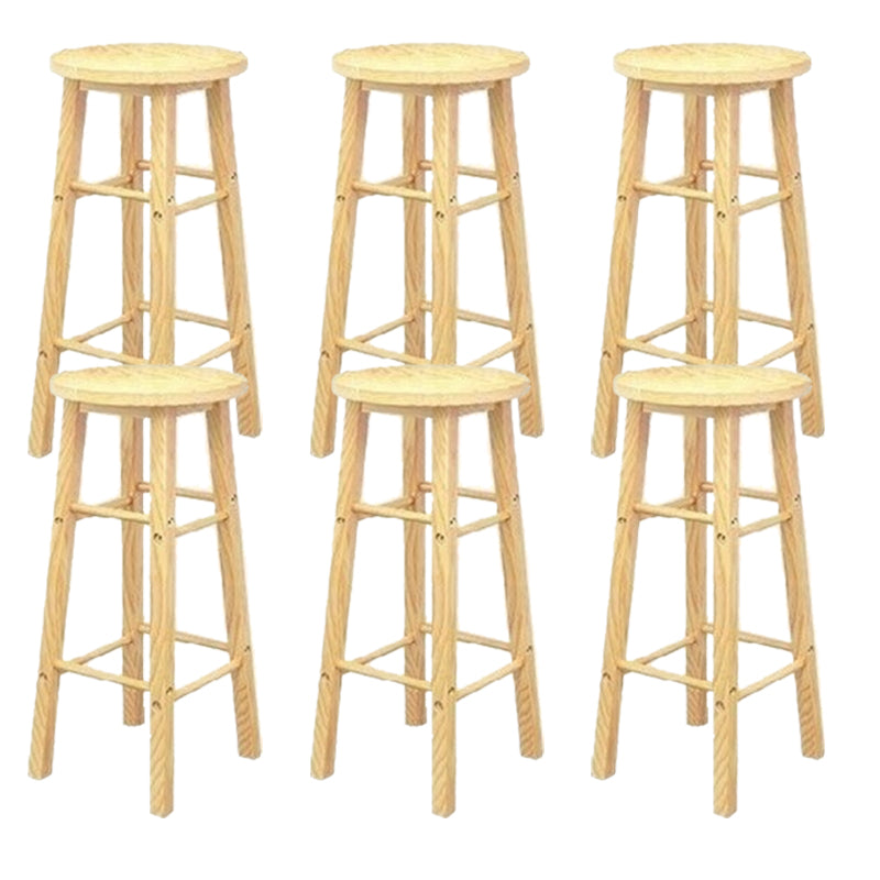 Industrial Wooden Counter Height Stools with Footrest Bar Stool Wood 6 Piece Set Bar Stool(31"H) Clearhalo 'Bar Furniture' 'Bar Stools' 'bar_stools' 'furn' 'furn_bar_stools' 'Furniture' 'Kitchen & Dining Furniture' 6395149