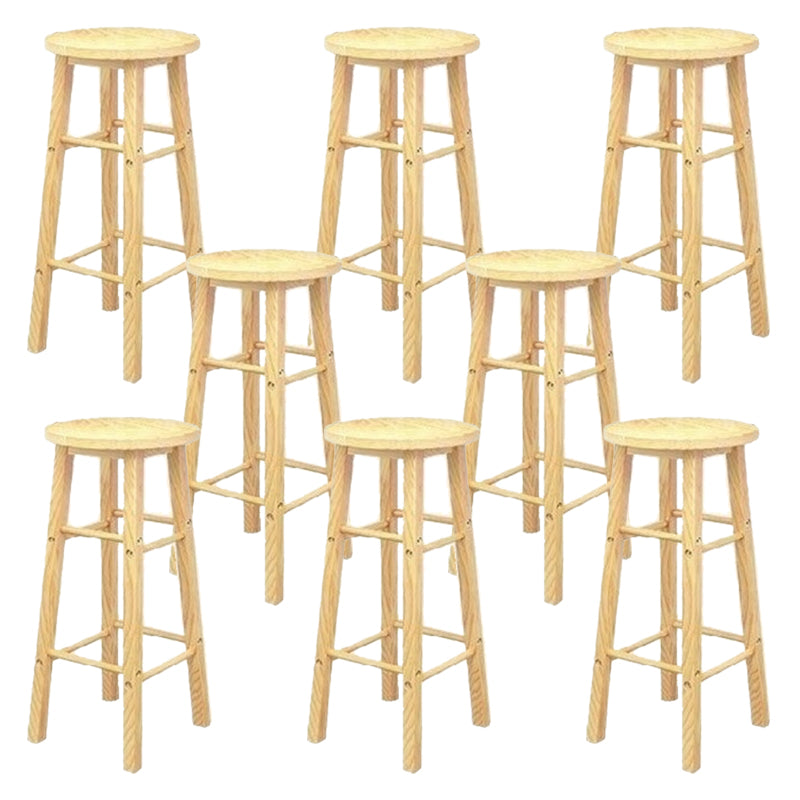 Industrial Wooden Counter Height Stools with Footrest Bar Stool Wood 8 Piece Set Bar Stool(31"H) Clearhalo 'Bar Furniture' 'Bar Stools' 'bar_stools' 'furn' 'furn_bar_stools' 'Furniture' 'Kitchen & Dining Furniture' 6395150