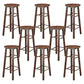 Industrial Wooden Counter Height Stools with Footrest Bar Stool Walnut 8 Piece Set Bar Stool (28" H) Clearhalo 'Bar Furniture' 'Bar Stools' 'bar_stools' 'furn' 'furn_bar_stools' 'Furniture' 'Kitchen & Dining Furniture' 6395154