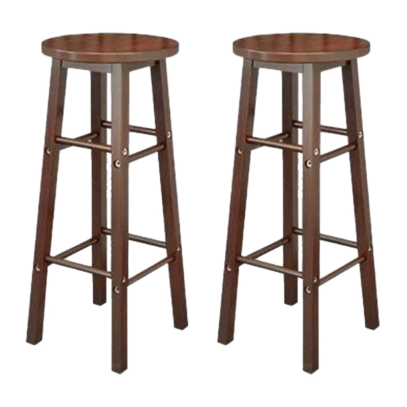 Industrial Wooden Counter Height Stools with Footrest Bar Stool Walnut 2 Piece Set Bar Stool(31"H) Clearhalo 'Bar Furniture' 'Bar Stools' 'bar_stools' 'furn' 'furn_bar_stools' 'Furniture' 'Kitchen & Dining Furniture' 6395155