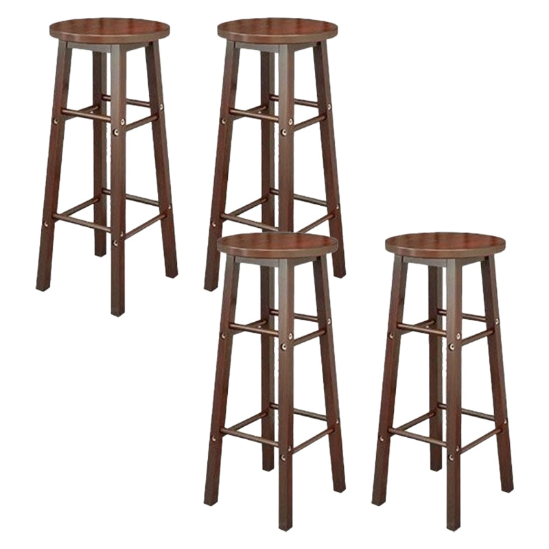 Industrial Wooden Counter Height Stools with Footrest Bar Stool Walnut 4 Piece Set Bar Stool(31"H) Clearhalo 'Bar Furniture' 'Bar Stools' 'bar_stools' 'furn' 'furn_bar_stools' 'Furniture' 'Kitchen & Dining Furniture' 6395156