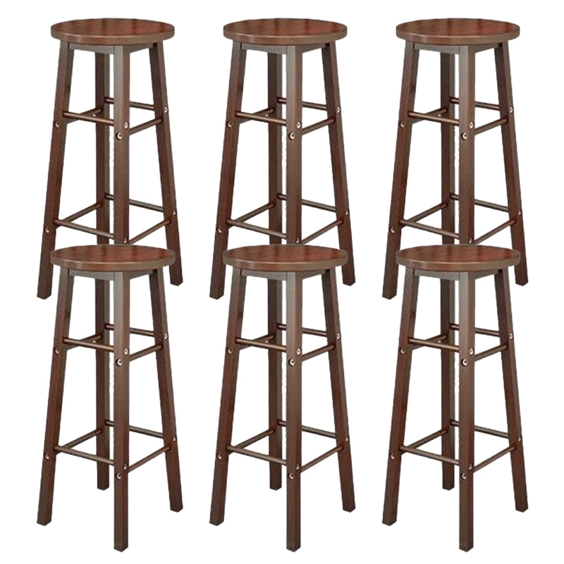 Industrial Wooden Counter Height Stools with Footrest Bar Stool Walnut 6 Piece Set Bar Stool(31"H) Clearhalo 'Bar Furniture' 'Bar Stools' 'bar_stools' 'furn' 'furn_bar_stools' 'Furniture' 'Kitchen & Dining Furniture' 6395157