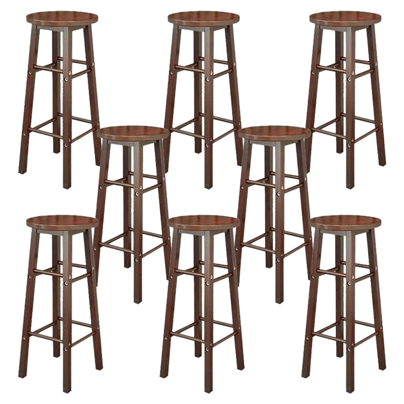 Industrial Wooden Counter Height Stools with Footrest Bar Stool Walnut 8 Piece Set Bar Stool(31"H) Clearhalo 'Bar Furniture' 'Bar Stools' 'bar_stools' 'furn' 'furn_bar_stools' 'Furniture' 'Kitchen & Dining Furniture' 6395158