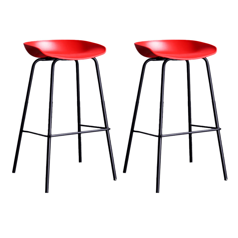 Contemporary Metal Counter Height Stools Low Back Bar Stool with Footrest Red 2 Piece Set Clearhalo 'Bar Furniture' 'Bar Stools' 'bar_stools' 'furn' 'furn_bar_stools' 'Furniture' 'Kitchen & Dining Furniture' 6395287