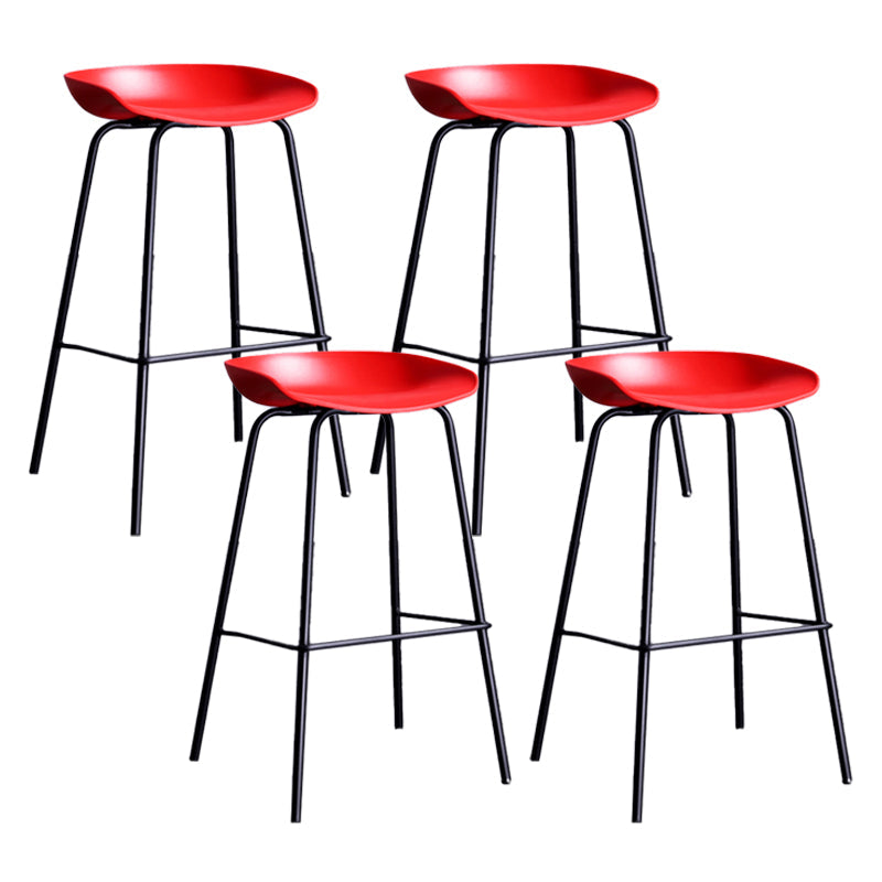 Contemporary Metal Counter Height Stools Low Back Bar Stool with Footrest Red 4 Piece Set Clearhalo 'Bar Furniture' 'Bar Stools' 'bar_stools' 'furn' 'furn_bar_stools' 'Furniture' 'Kitchen & Dining Furniture' 6395288