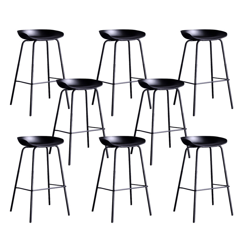 Contemporary Metal Counter Height Stools Low Back Bar Stool with Footrest Black 8 Piece Set Clearhalo 'Bar Furniture' 'Bar Stools' 'bar_stools' 'furn' 'furn_bar_stools' 'Furniture' 'Kitchen & Dining Furniture' 6395301