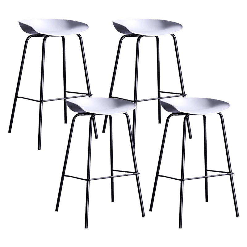 Contemporary Metal Counter Height Stools Low Back Bar Stool with Footrest White 4 Piece Set Clearhalo 'Bar Furniture' 'Bar Stools' 'bar_stools' 'furn' 'furn_bar_stools' 'Furniture' 'Kitchen & Dining Furniture' 6395305