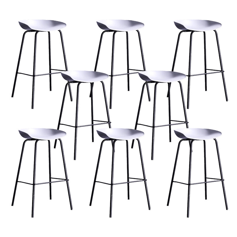 Contemporary Metal Counter Height Stools Low Back Bar Stool with Footrest White 8 Piece Set Clearhalo 'Bar Furniture' 'Bar Stools' 'bar_stools' 'furn' 'furn_bar_stools' 'Furniture' 'Kitchen & Dining Furniture' 6395308