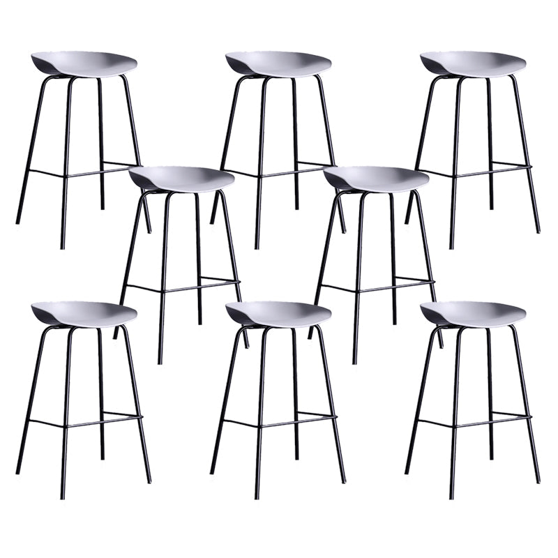 Contemporary Metal Counter Height Stools Low Back Bar Stool with Footrest Grey 8 Piece Set Clearhalo 'Bar Furniture' 'Bar Stools' 'bar_stools' 'furn' 'furn_bar_stools' 'Furniture' 'Kitchen & Dining Furniture' 6395312