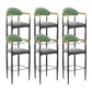 Modern Armless Backrest Counter Stool Iron Bar Stool with Cushion for Dining Room