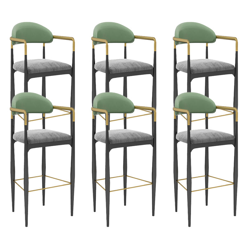 Modern Armless Backrest Counter Stool Iron Bar Stool with Cushion for Dining Room