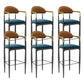 Modern Armless Backrest Counter Stool Iron Bar Stool with Cushion for Dining Room