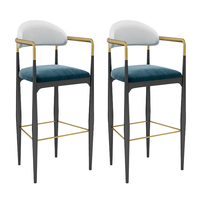 Modern Armless Backrest Counter Stool Iron Bar Stool with Cushion for Dining Room