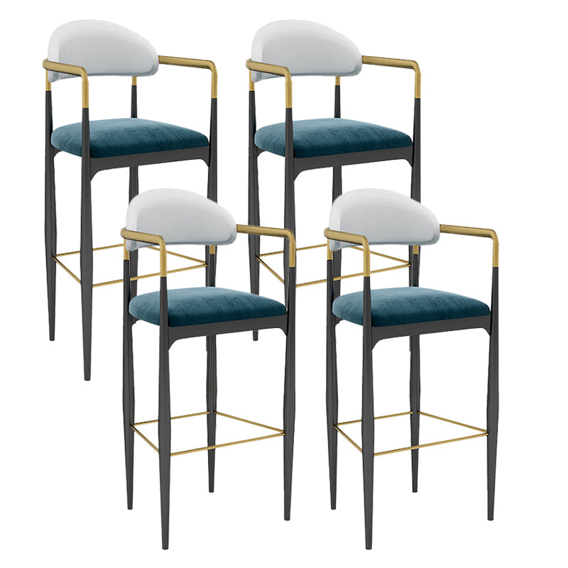 Modern Armless Backrest Counter Stool Iron Bar Stool with Cushion for Dining Room