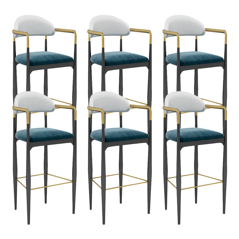 Modern Armless Backrest Counter Stool Iron Bar Stool with Cushion for Dining Room