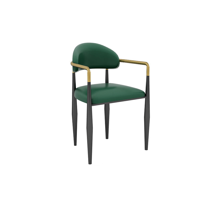 Modern Armless Backrest Counter Stool Iron Bar Stool with Cushion for Dining Room