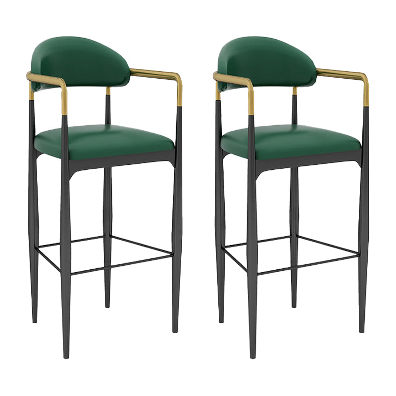 Modern Armless Backrest Counter Stool Iron Bar Stool with Cushion for Dining Room