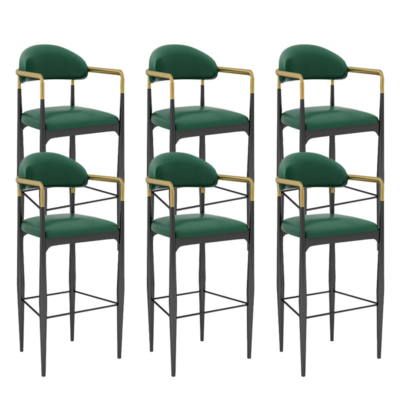 Modern Armless Backrest Counter Stool Iron Bar Stool with Cushion for Dining Room
