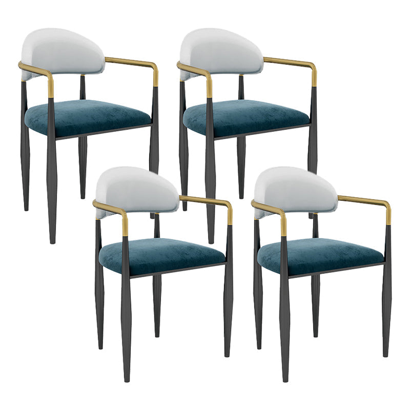 Modern Armless Backrest Counter Stool Iron Bar Stool with Cushion for Dining Room
