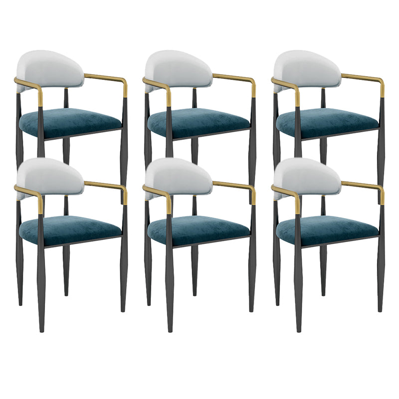 Modern Armless Backrest Counter Stool Iron Bar Stool with Cushion for Dining Room