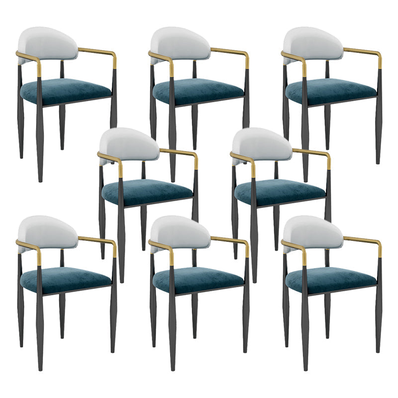 Modern Armless Backrest Counter Stool Iron Bar Stool with Cushion for Dining Room