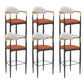 Modern Armless Backrest Counter Stool Iron Bar Stool with Cushion for Dining Room