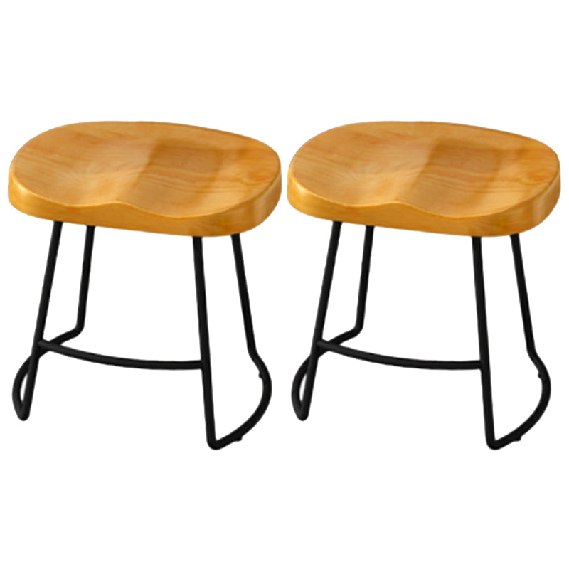 Modern Armless Backless Counter Stool Pine Wood Bar Stool with Pedal for Cafe Light Brown 2 Piece Set Short Stool(18"H) Clearhalo 'Bar Furniture' 'Bar Stools' 'bar_stools' 'furn' 'furn_bar_stools' 'Furniture' 'Kitchen & Dining Furniture' 6395449