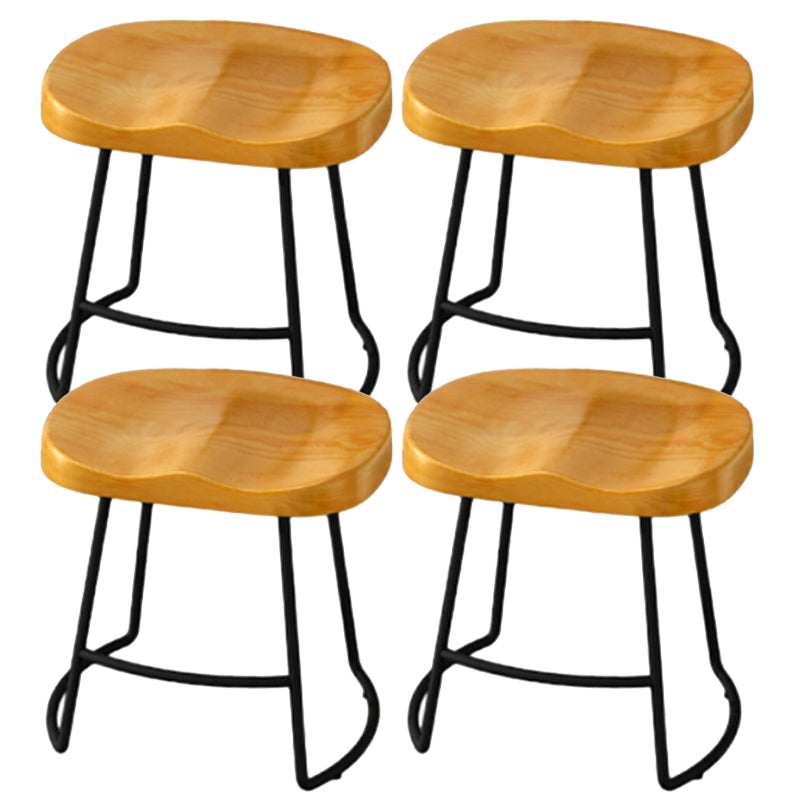 Modern Armless Backless Counter Stool Pine Wood Bar Stool with Pedal for Cafe Light Brown 4 Piece Set Short Stool(18"H) Clearhalo 'Bar Furniture' 'Bar Stools' 'bar_stools' 'furn' 'furn_bar_stools' 'Furniture' 'Kitchen & Dining Furniture' 6395451