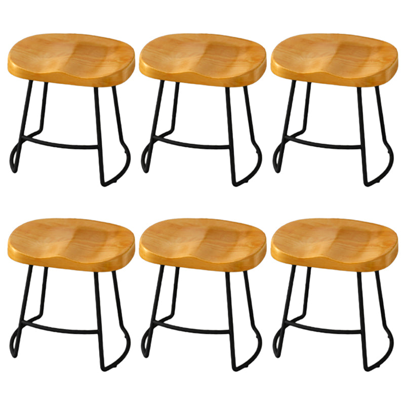 Modern Armless Backless Counter Stool Pine Wood Bar Stool with Pedal for Cafe Light Brown 6 Piece Set Short Stool(18"H) Clearhalo 'Bar Furniture' 'Bar Stools' 'bar_stools' 'furn' 'furn_bar_stools' 'Furniture' 'Kitchen & Dining Furniture' 6395452