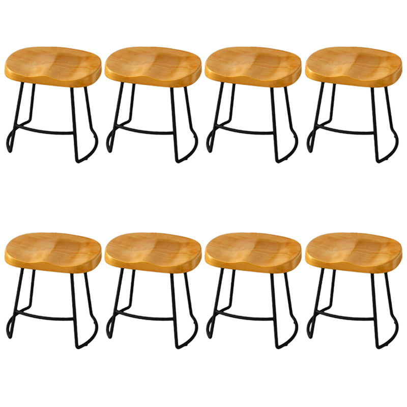 Modern Armless Backless Counter Stool Pine Wood Bar Stool with Pedal for Cafe Light Brown 8 Piece Set Short Stool(18"H) Clearhalo 'Bar Furniture' 'Bar Stools' 'bar_stools' 'furn' 'furn_bar_stools' 'Furniture' 'Kitchen & Dining Furniture' 6395455