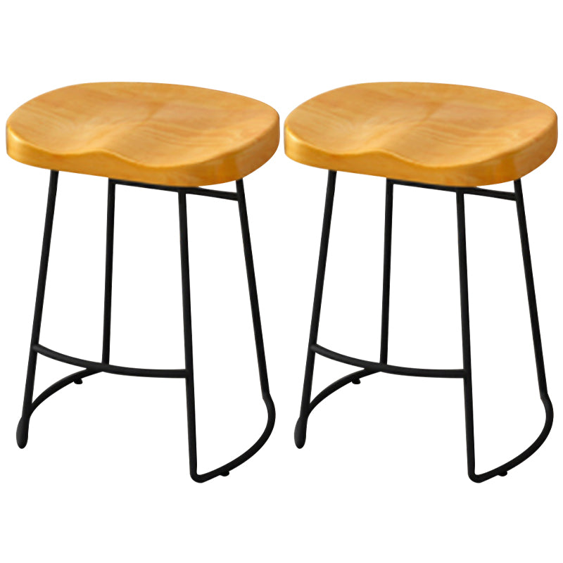 Modern Armless Backless Counter Stool Pine Wood Bar Stool with Pedal for Cafe Light Brown 2 Piece Set Clearhalo 'Bar Furniture' 'Bar Stools' 'bar_stools' 'furn' 'furn_bar_stools' 'Furniture' 'Kitchen & Dining Furniture' 6395456