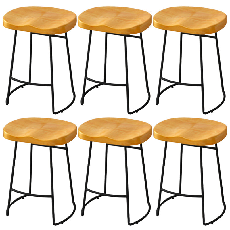 Modern Armless Backless Counter Stool Pine Wood Bar Stool with Pedal for Cafe Light Brown 6 Piece Set Clearhalo 'Bar Furniture' 'Bar Stools' 'bar_stools' 'furn' 'furn_bar_stools' 'Furniture' 'Kitchen & Dining Furniture' 6395461