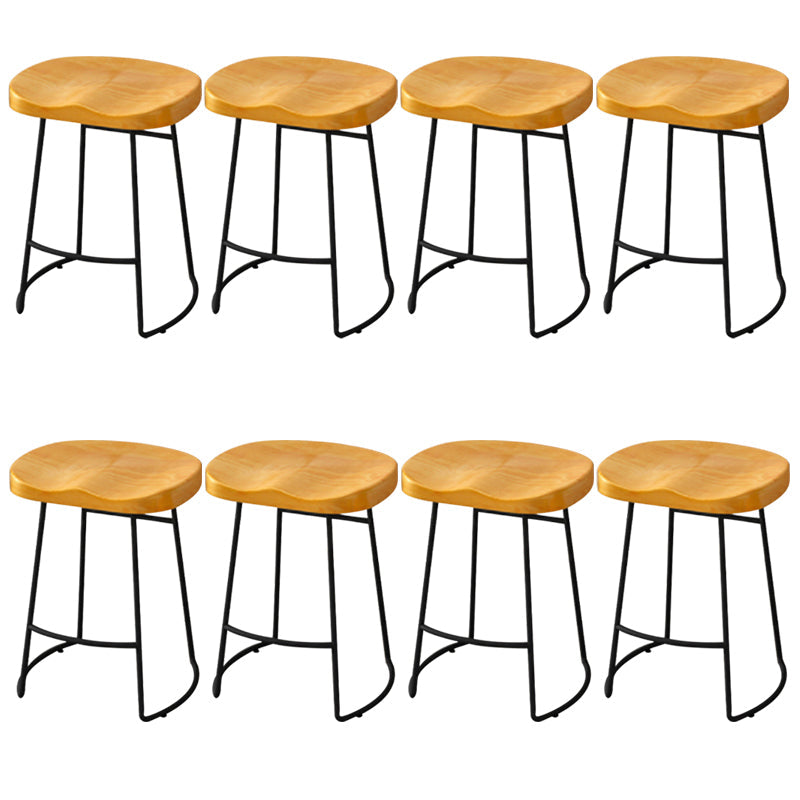 Modern Armless Backless Counter Stool Pine Wood Bar Stool with Pedal for Cafe Light Brown 8 Piece Set Clearhalo 'Bar Furniture' 'Bar Stools' 'bar_stools' 'furn' 'furn_bar_stools' 'Furniture' 'Kitchen & Dining Furniture' 6395462