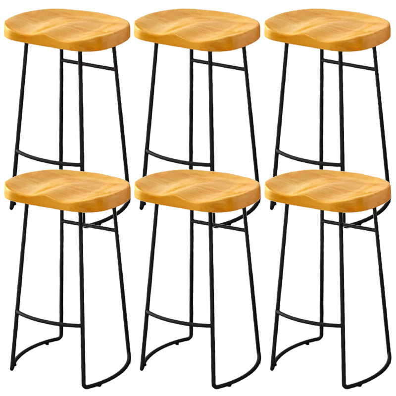 Modern Armless Backless Counter Stool Pine Wood Bar Stool with Pedal for Cafe Light Brown 6 Piece Set Bar Stool(30"H) Clearhalo 'Bar Furniture' 'Bar Stools' 'bar_stools' 'furn' 'furn_bar_stools' 'Furniture' 'Kitchen & Dining Furniture' 6395468