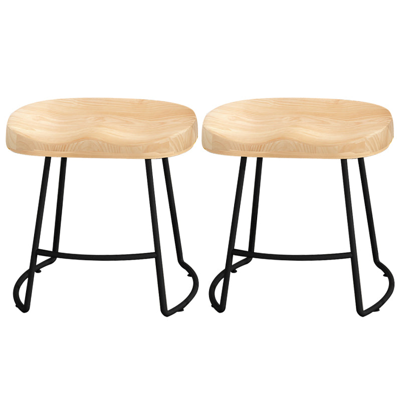 Modern Armless Backless Counter Stool Pine Wood Bar Stool with Pedal for Cafe Natural 2 Piece Set Short Stool(18"H) Clearhalo 'Bar Furniture' 'Bar Stools' 'bar_stools' 'furn' 'furn_bar_stools' 'Furniture' 'Kitchen & Dining Furniture' 6395470