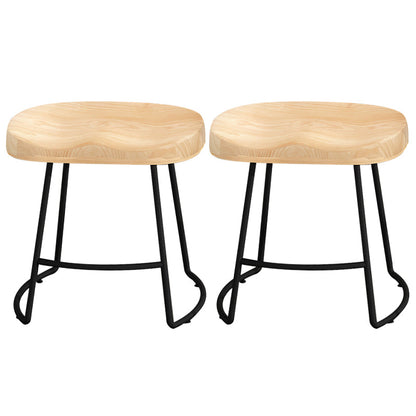 Modern Armless Backless Counter Stool Pine Wood Bar Stool with Pedal for Cafe Natural 2 Piece Set Short Stool(18"H) Clearhalo 'Bar Furniture' 'Bar Stools' 'bar_stools' 'furn' 'furn_bar_stools' 'Furniture' 'Kitchen & Dining Furniture' 6395470
