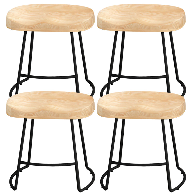 Modern Armless Backless Counter Stool Pine Wood Bar Stool with Pedal for Cafe Natural 4 Piece Set Short Stool(18"H) Clearhalo 'Bar Furniture' 'Bar Stools' 'bar_stools' 'furn' 'furn_bar_stools' 'Furniture' 'Kitchen & Dining Furniture' 6395471