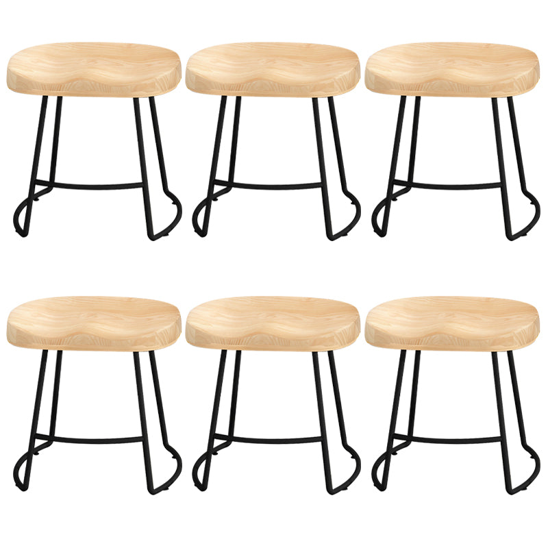 Modern Armless Backless Counter Stool Pine Wood Bar Stool with Pedal for Cafe Natural 6 Piece Set Short Stool(18"H) Clearhalo 'Bar Furniture' 'Bar Stools' 'bar_stools' 'furn' 'furn_bar_stools' 'Furniture' 'Kitchen & Dining Furniture' 6395472