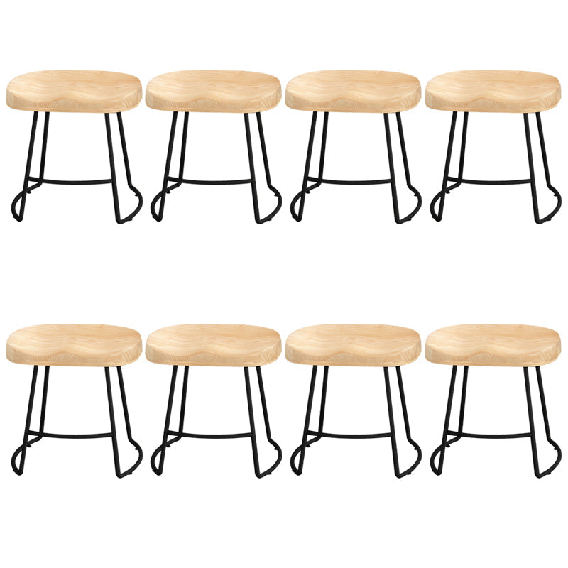 Modern Armless Backless Counter Stool Pine Wood Bar Stool with Pedal for Cafe Natural 8 Piece Set Short Stool(18"H) Clearhalo 'Bar Furniture' 'Bar Stools' 'bar_stools' 'furn' 'furn_bar_stools' 'Furniture' 'Kitchen & Dining Furniture' 6395473