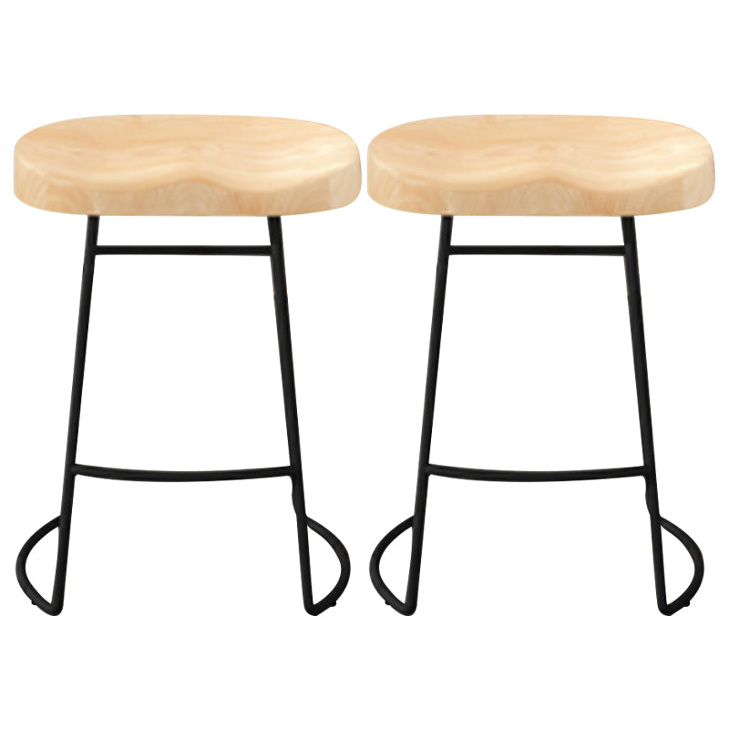 Modern Armless Backless Counter Stool Pine Wood Bar Stool with Pedal for Cafe Natural 2 Piece Set Clearhalo 'Bar Furniture' 'Bar Stools' 'bar_stools' 'furn' 'furn_bar_stools' 'Furniture' 'Kitchen & Dining Furniture' 6395474