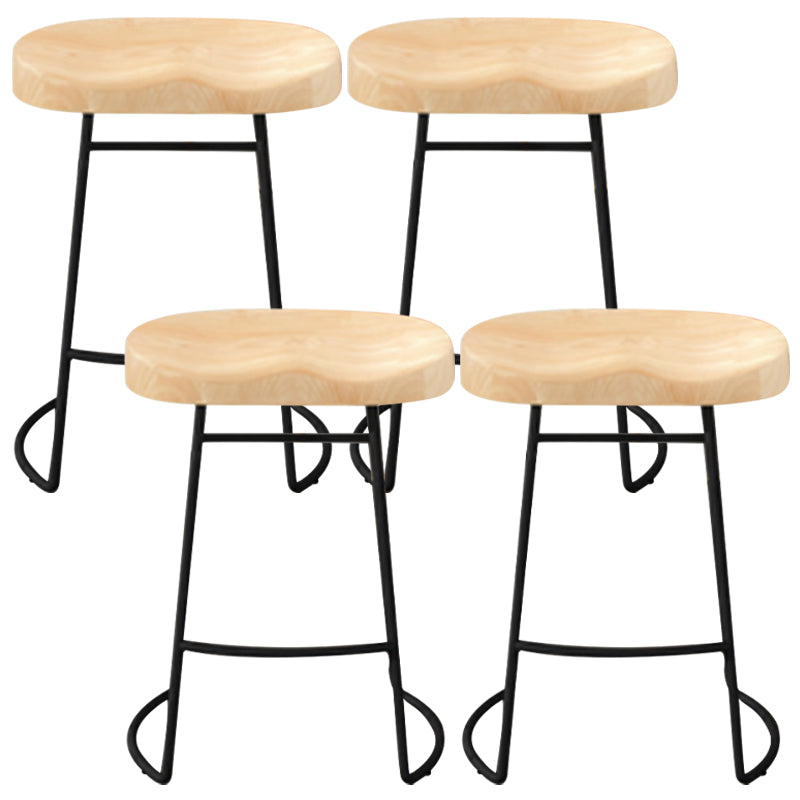 Modern Armless Backless Counter Stool Pine Wood Bar Stool with Pedal for Cafe Natural 4 Piece Set Clearhalo 'Bar Furniture' 'Bar Stools' 'bar_stools' 'furn' 'furn_bar_stools' 'Furniture' 'Kitchen & Dining Furniture' 6395475