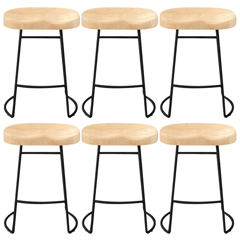 Modern Armless Backless Counter Stool Pine Wood Bar Stool with Pedal for Cafe Natural 6 Piece Set Clearhalo 'Bar Furniture' 'Bar Stools' 'bar_stools' 'furn' 'furn_bar_stools' 'Furniture' 'Kitchen & Dining Furniture' 6395476