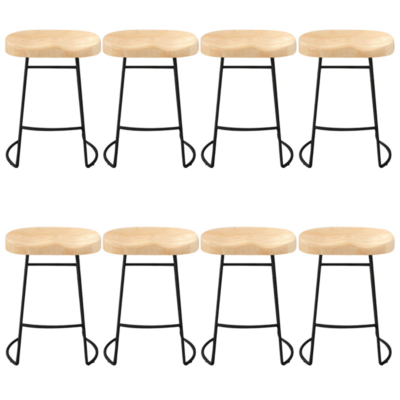 Modern Armless Backless Counter Stool Pine Wood Bar Stool with Pedal for Cafe Natural 8 Piece Set Clearhalo 'Bar Furniture' 'Bar Stools' 'bar_stools' 'furn' 'furn_bar_stools' 'Furniture' 'Kitchen & Dining Furniture' 6395477