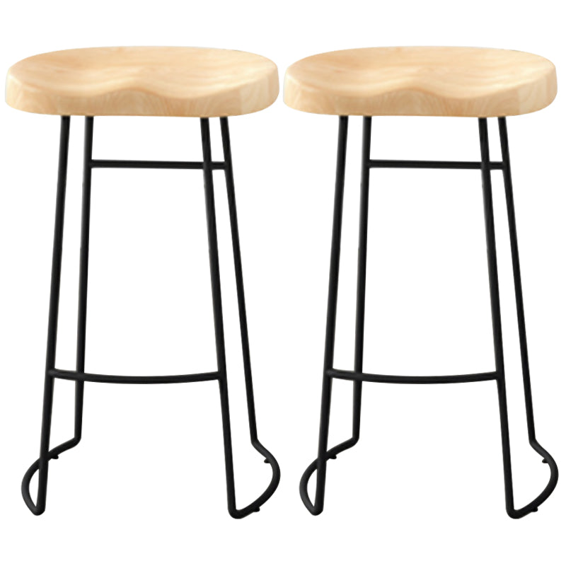 Modern Armless Backless Counter Stool Pine Wood Bar Stool with Pedal for Cafe Natural 2 Piece Set Bar Stool(30"H) Clearhalo 'Bar Furniture' 'Bar Stools' 'bar_stools' 'furn' 'furn_bar_stools' 'Furniture' 'Kitchen & Dining Furniture' 6395478