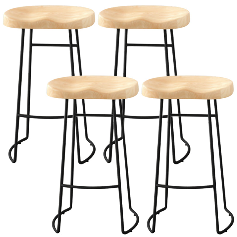 Modern Armless Backless Counter Stool Pine Wood Bar Stool with Pedal for Cafe Natural 4 Piece Set Bar Stool(30"H) Clearhalo 'Bar Furniture' 'Bar Stools' 'bar_stools' 'furn' 'furn_bar_stools' 'Furniture' 'Kitchen & Dining Furniture' 6395479