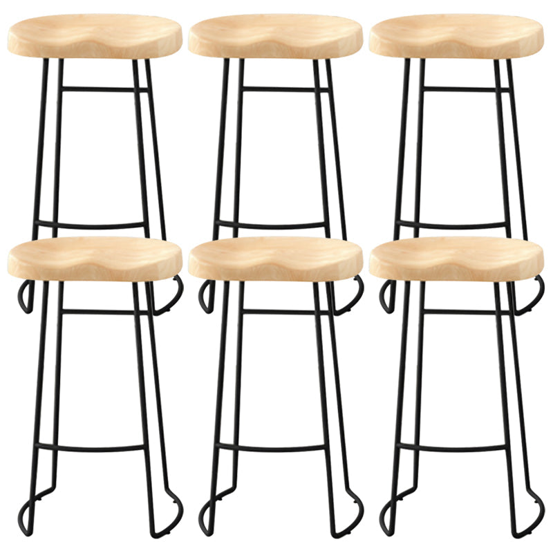 Modern Armless Backless Counter Stool Pine Wood Bar Stool with Pedal for Cafe Natural 6 Piece Set Bar Stool(30"H) Clearhalo 'Bar Furniture' 'Bar Stools' 'bar_stools' 'furn' 'furn_bar_stools' 'Furniture' 'Kitchen & Dining Furniture' 6395480