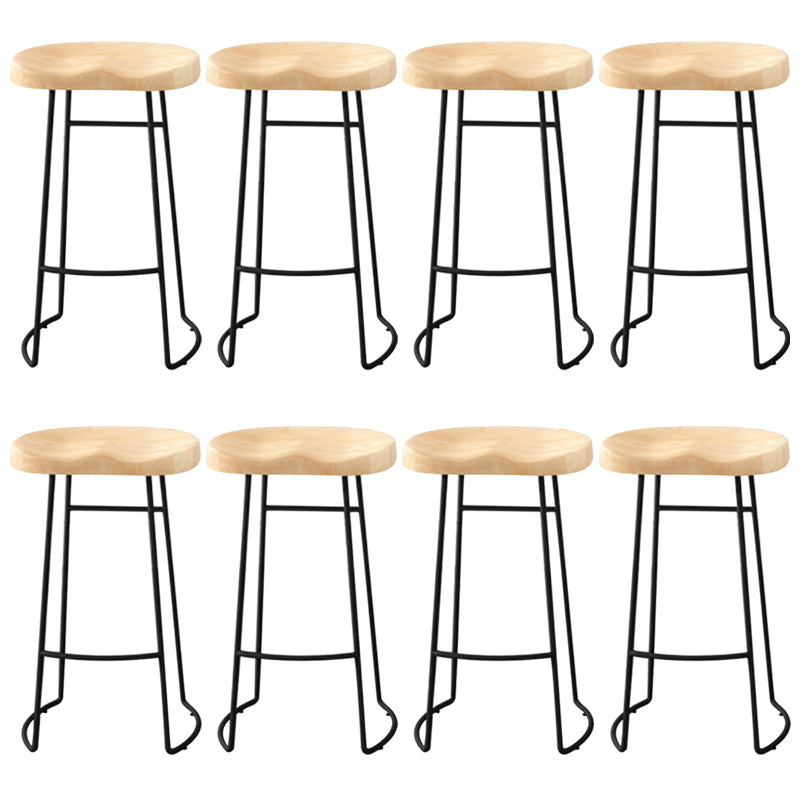 Modern Armless Backless Counter Stool Pine Wood Bar Stool with Pedal for Cafe Natural 8 Piece Set Bar Stool(30"H) Clearhalo 'Bar Furniture' 'Bar Stools' 'bar_stools' 'furn' 'furn_bar_stools' 'Furniture' 'Kitchen & Dining Furniture' 6395481