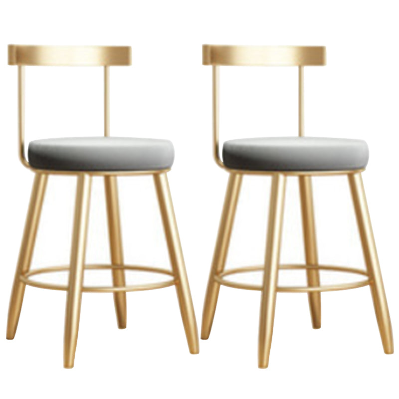 Glam Armless Backrest Counter Stool Iron Bar Stool with Cushion and Pedal for Kitchen Use 2 Piece Set Short Stool(18"H) Clearhalo 'Bar Furniture' 'Bar Stools' 'bar_stools' 'furn' 'furn_bar_stools' 'Furniture' 'Kitchen & Dining Furniture' 6395487