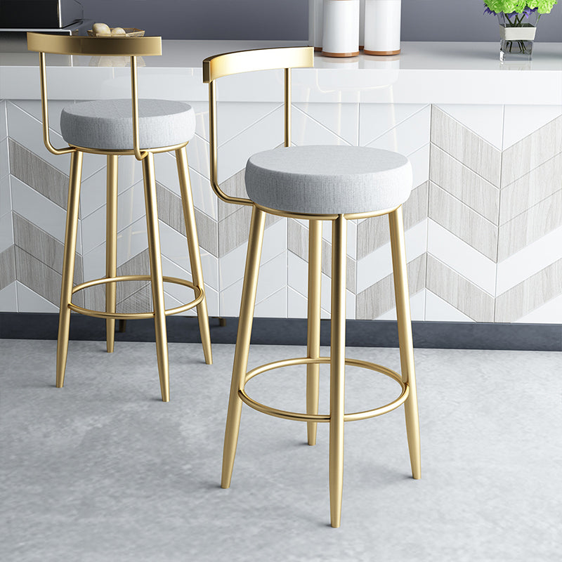 Glam Armless Backrest Counter Stool Iron Bar Stool with Cushion and Pedal for Kitchen Use Clearhalo 'Bar Furniture' 'Bar Stools' 'bar_stools' 'furn' 'furn_bar_stools' 'Furniture' 'Kitchen & Dining Furniture' 6395488